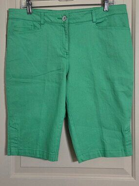 In Moda Bermuda Shorts Sz 9-10 Vibrant Green Denim Style Mid Rise
